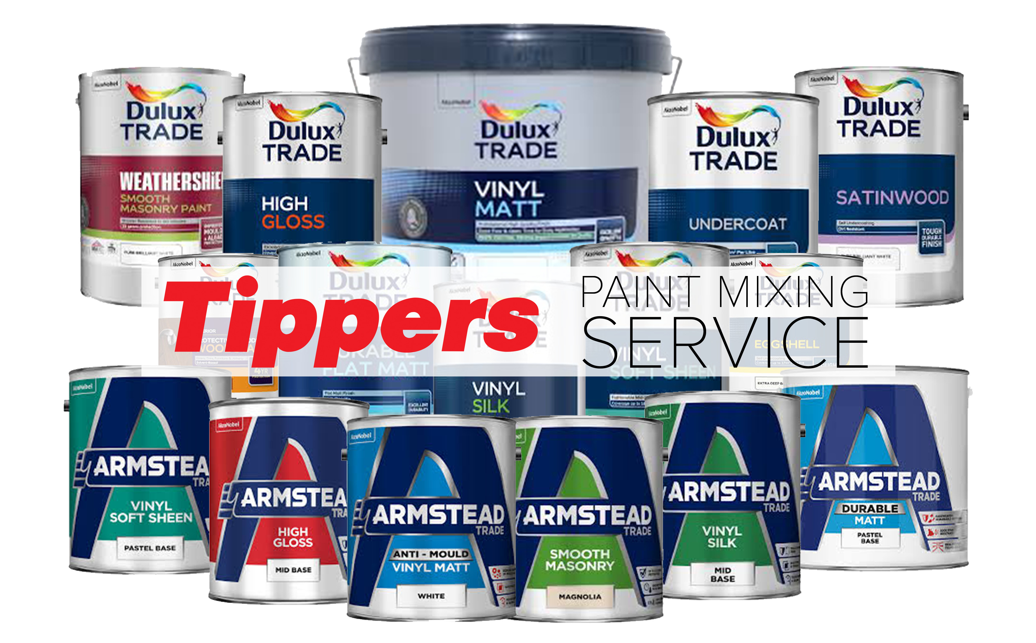dulux paint tine with text overtop "tippers paint mixing service"